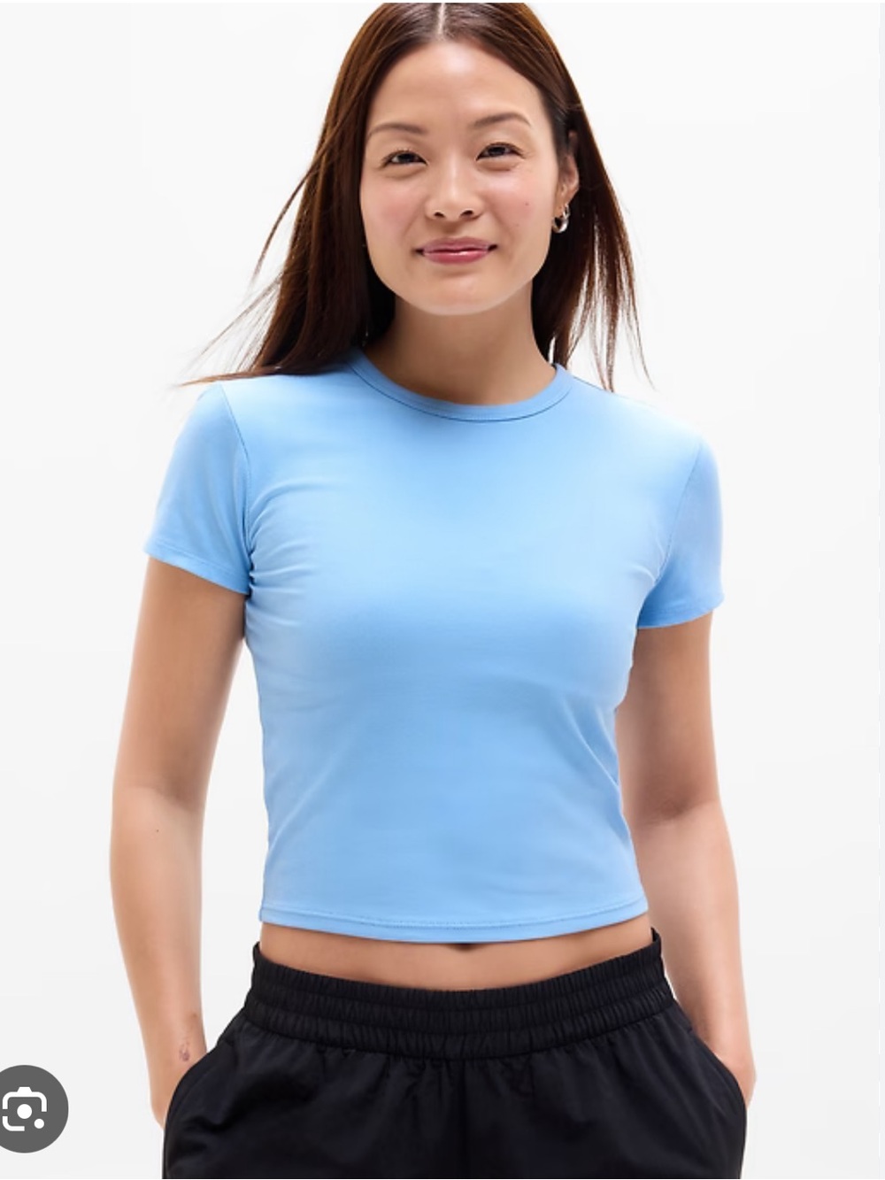 Athleta Signature Rib Crop - baby blue size small Ribbed work out tee